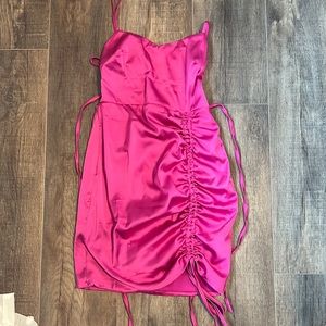 Showpo silk pink dress lace up back worn once size 0